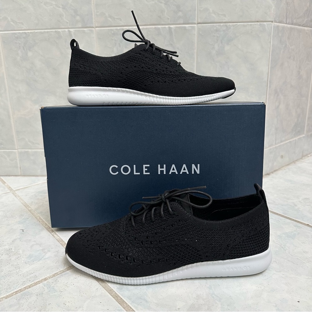 NWT Cole Haan 2.ZeroGrand Women's Stitchlite Black Wingtip Oxford Shoes Size 7.5